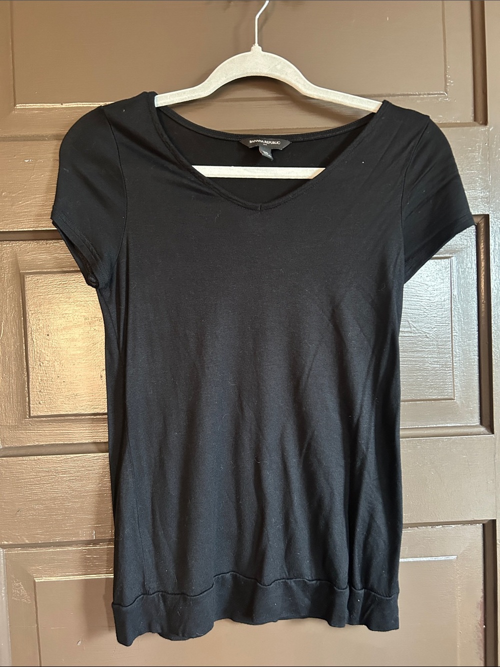 Banana Republic Black Short Sleeve V-Neck Tee